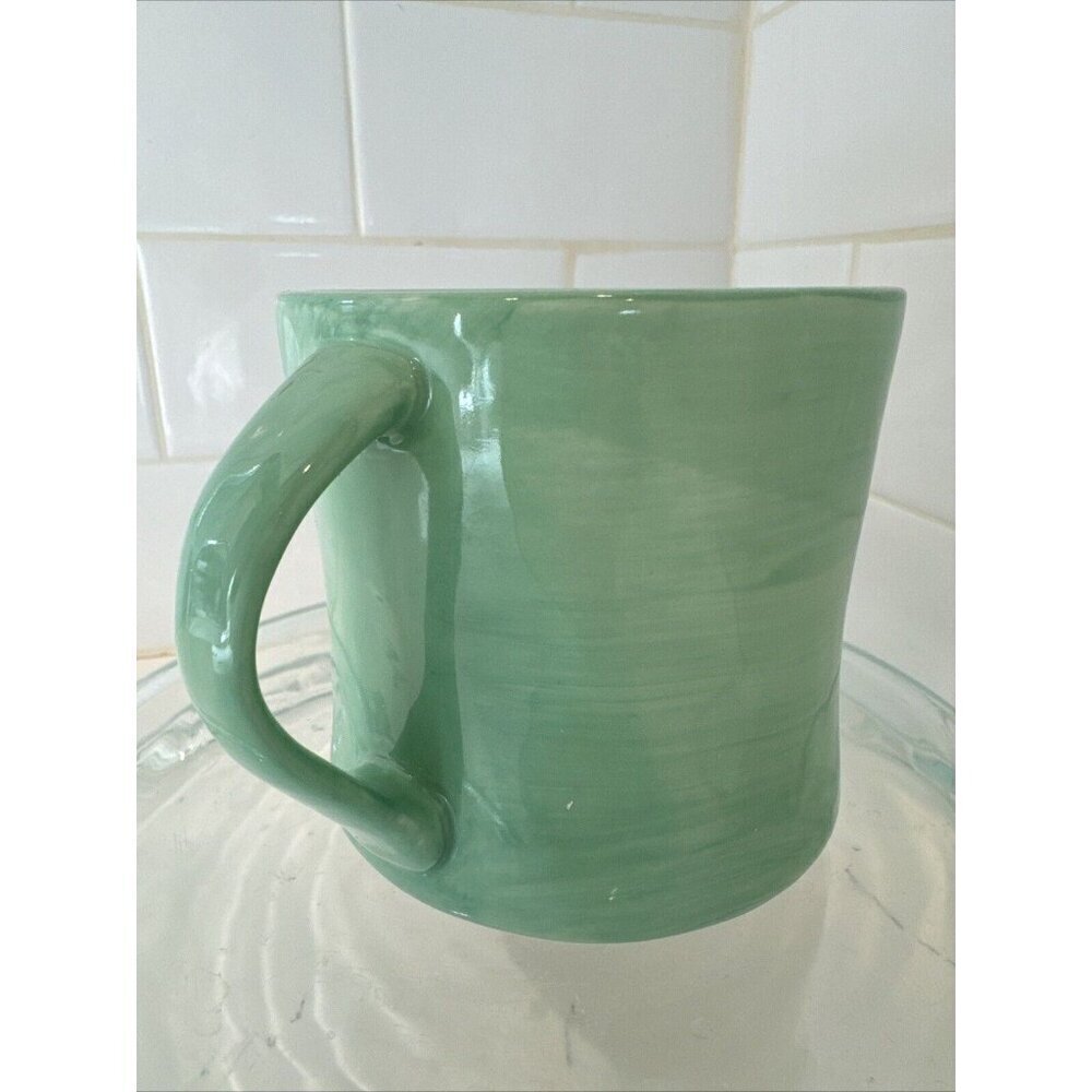 ANTHROPOLOGIE COFFEE TEA CUP MUG GREEN WITH LETTER F 12 OZ - Picture 3 of 10